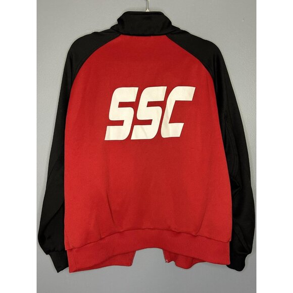 SSC Track Jacket Mens Medium Red Black Soccer Vintage Adidas Full Zip Pockets 14 - Picture 2 of 12